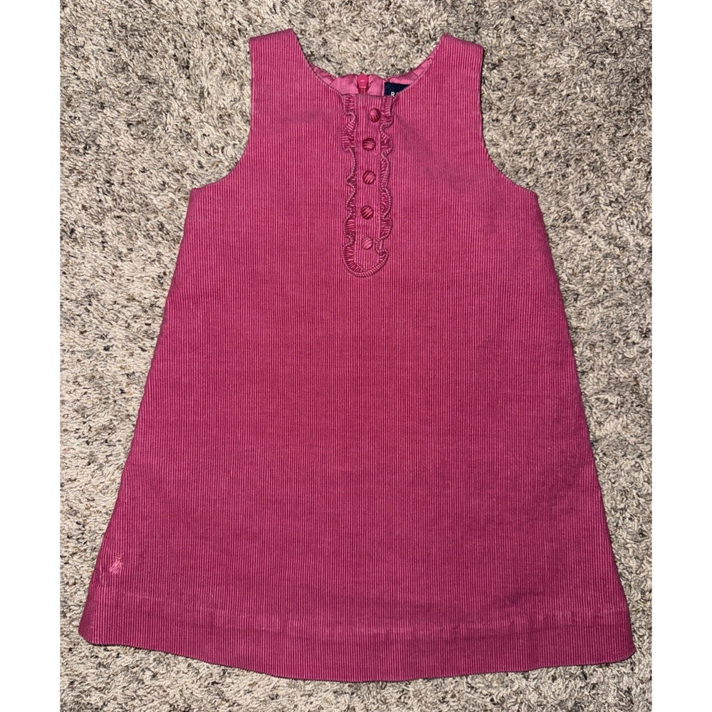 Ralph Lauren Baby Girls Pink Corduroy‎ Jumper Dress | 24 Months | Y2K